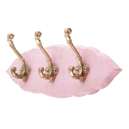 Pink Golden Small Wall Wooden Iron Hooks